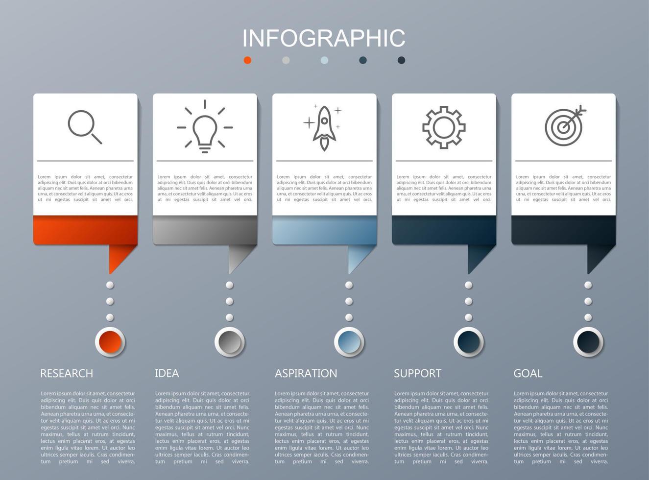 infographic sjabloon met de beeld van 5 rechthoeken vector