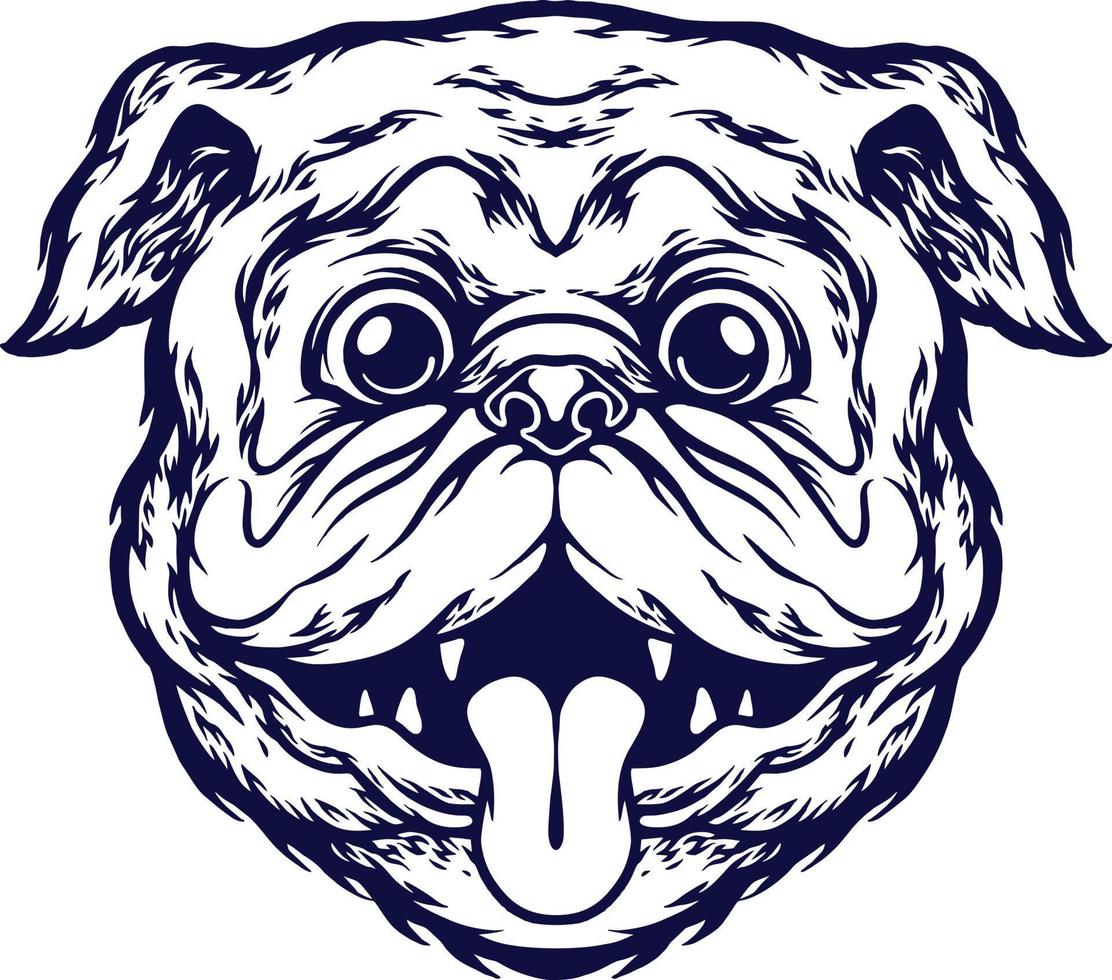 bulldog hoofd schattig silhouet vector