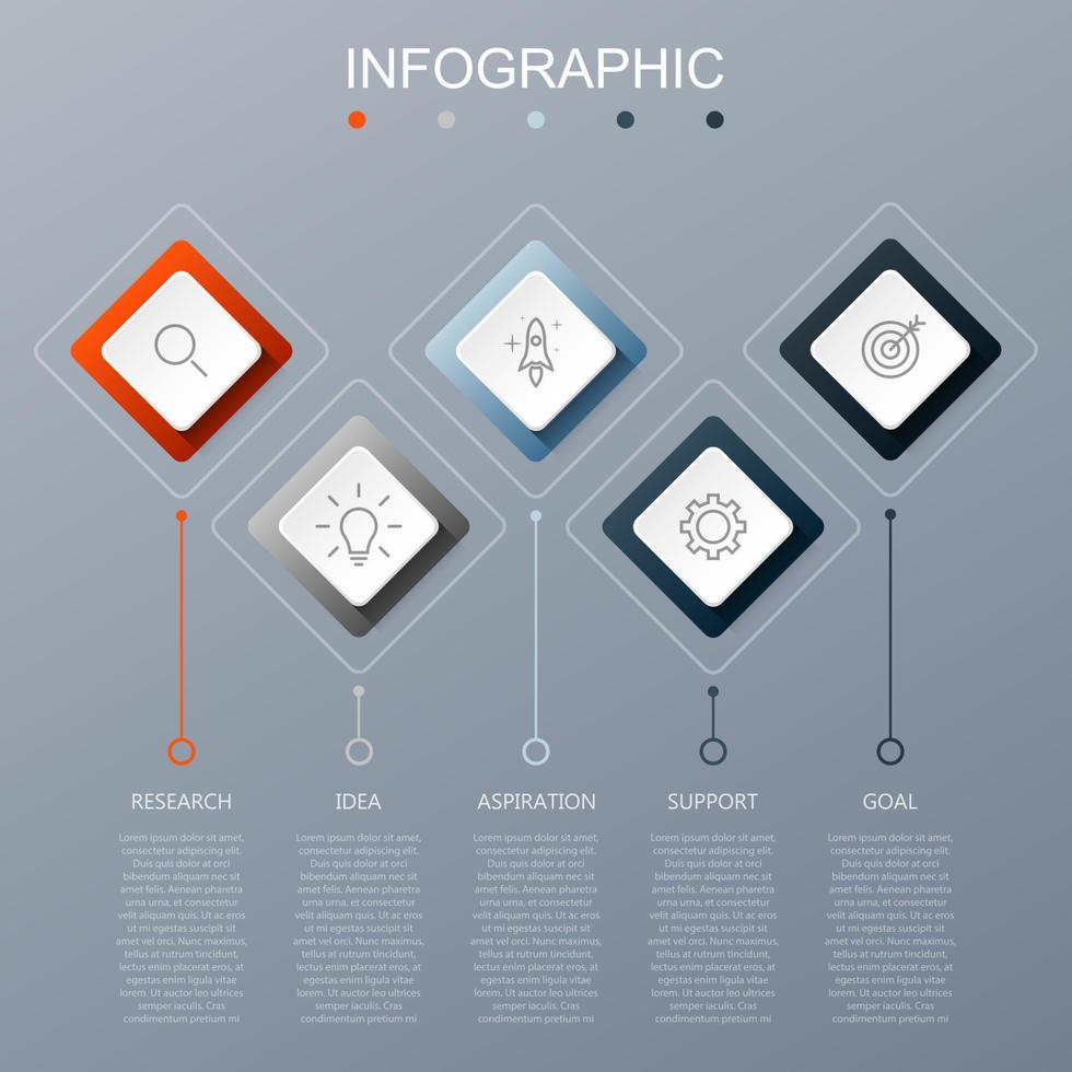 infographic sjabloon met de beeld van 5 rechthoeken vector