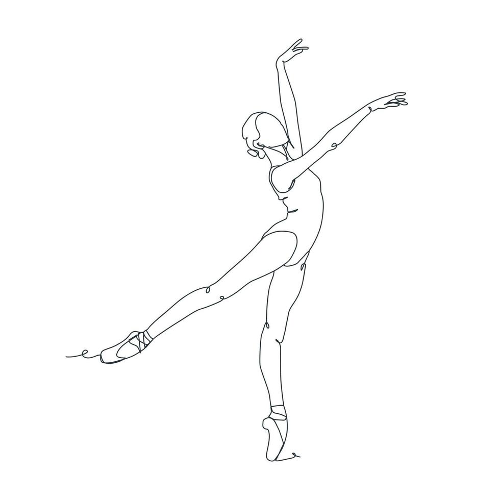 doorlopend lijn illustratie van ballet danser vector