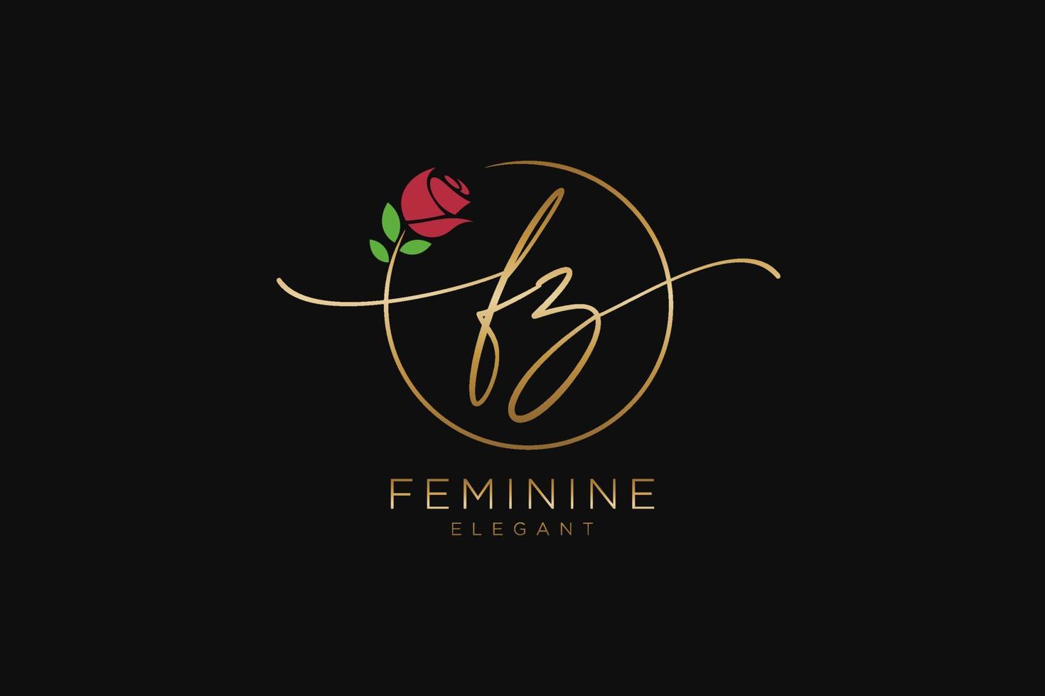 eerste fz vrouwelijk logo schoonheid monogram en elegant logo ontwerp, handschrift logo van eerste handtekening, bruiloft, mode, bloemen en botanisch met creatief sjabloon. vector