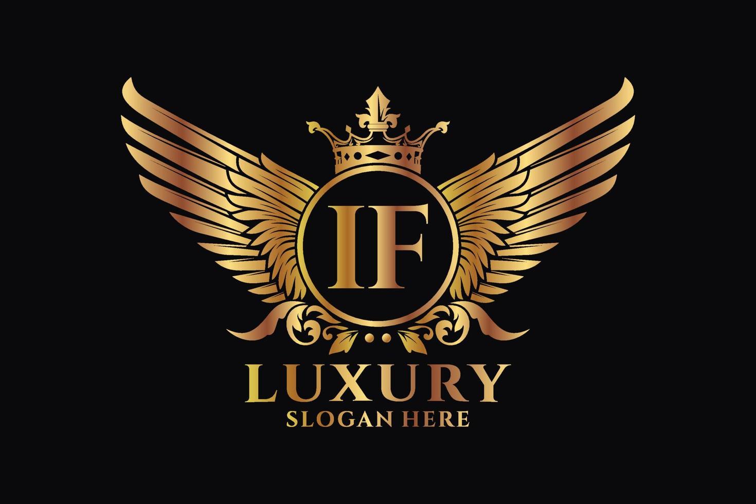 luxe Koninklijk vleugel brief als kam goud kleur logo vector, zege logo, kam logo, vleugel logo, vector logo sjabloon.