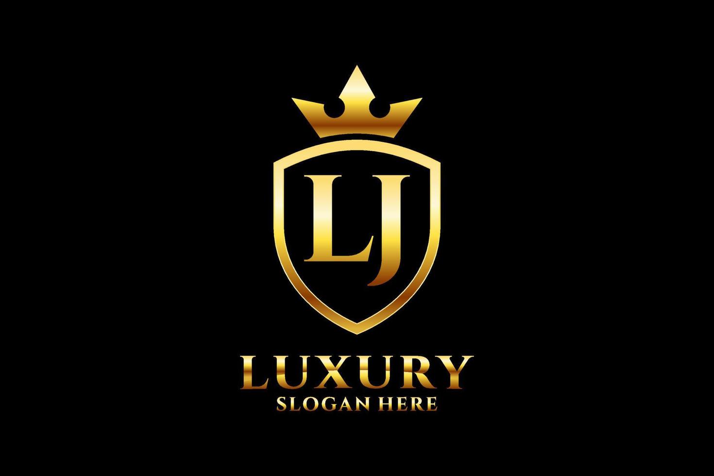 eerste lj elegant luxe monogram logo of insigne sjabloon met scrollt en Koninklijk kroon - perfect voor luxueus branding projecten vector