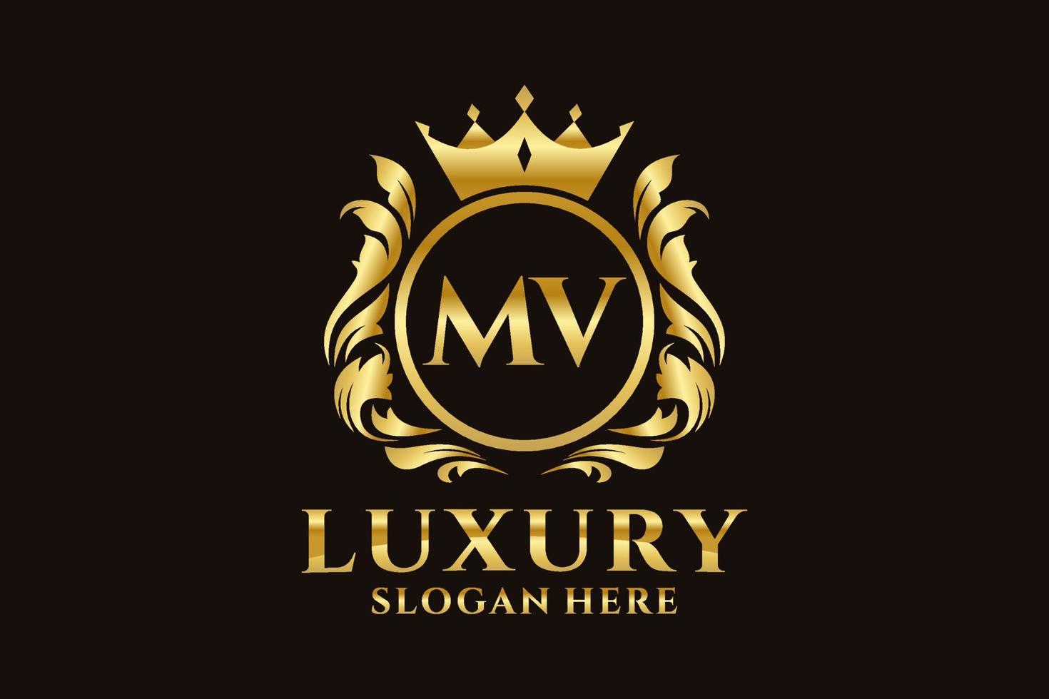 eerste mv brief Koninklijk luxe logo sjabloon in vector kunst voor luxueus branding projecten en andere vector illustratie.