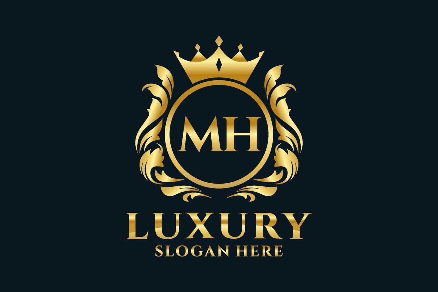 eerste mh brief Koninklijk luxe logo sjabloon in vector kunst voor luxueus branding projecten en andere vector illustratie.