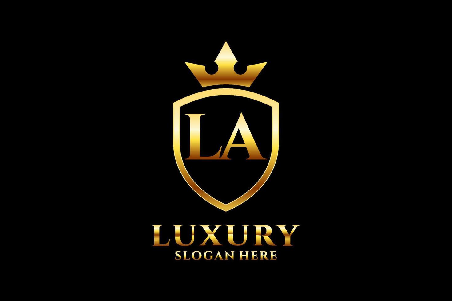 eerste la elegant luxe monogram logo of insigne sjabloon met scrollt en Koninklijk kroon - perfect voor luxueus branding projecten vector