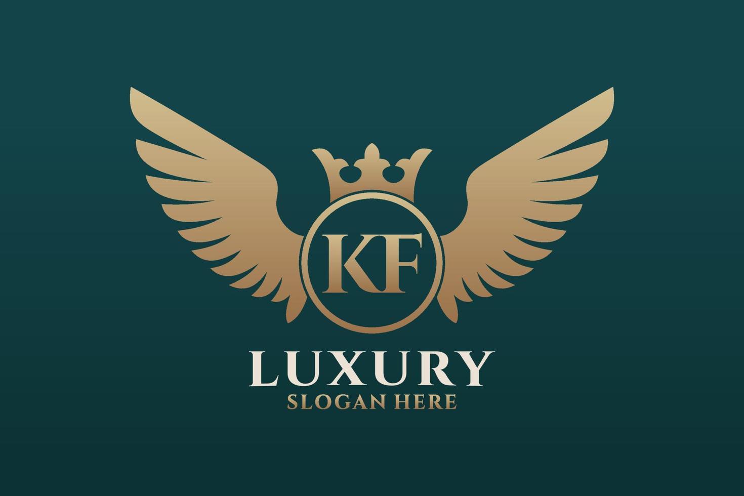 luxe Koninklijk vleugel brief kf kam goud kleur logo vector, zege logo, kam logo, vleugel logo, vector logo sjabloon.