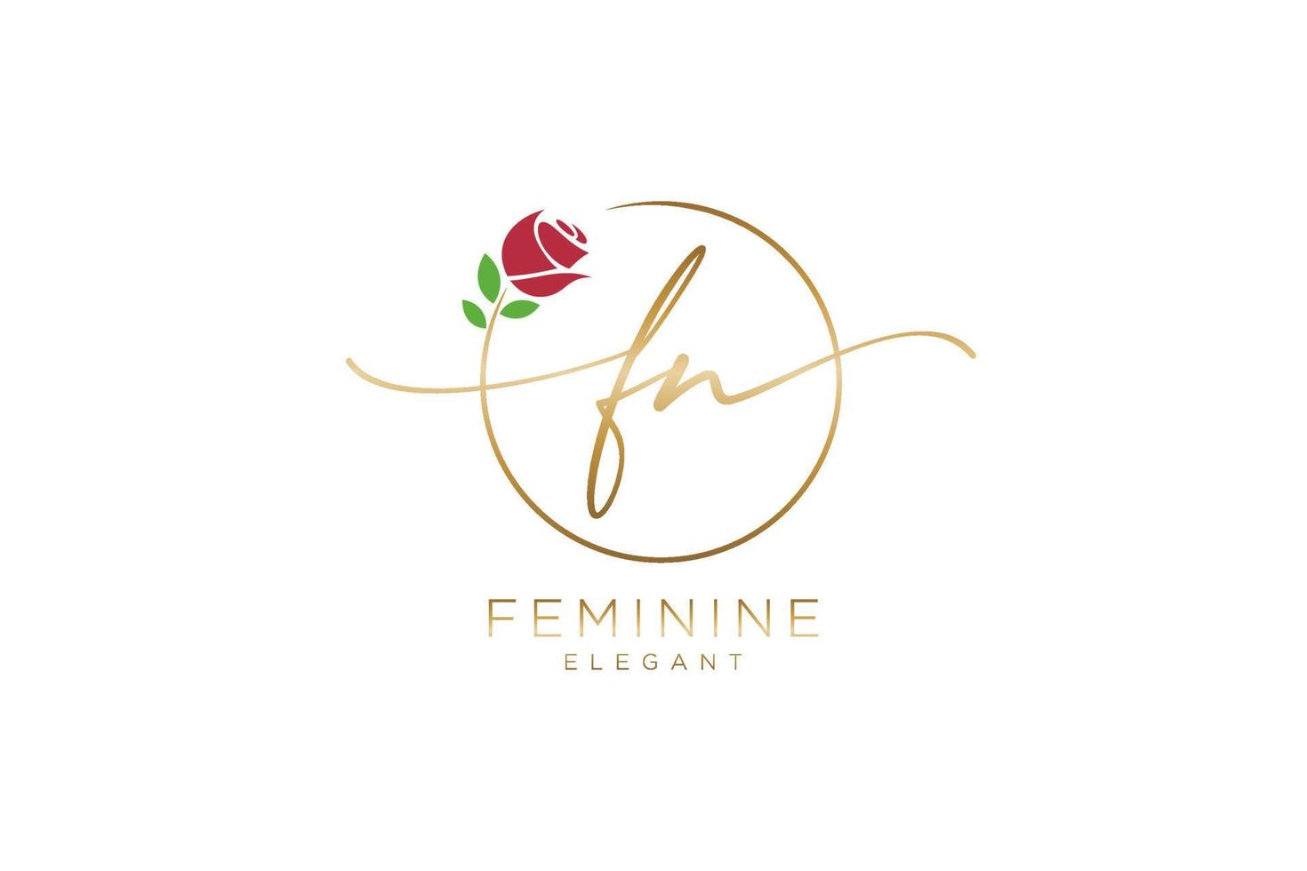 eerste fn vrouwelijk logo schoonheid monogram en elegant logo ontwerp, handschrift logo van eerste handtekening, bruiloft, mode, bloemen en botanisch met creatief sjabloon. vector