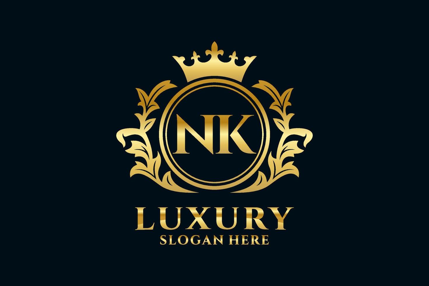 eerste nk brief Koninklijk luxe logo sjabloon in vector kunst voor luxueus branding projecten en andere vector illustratie.