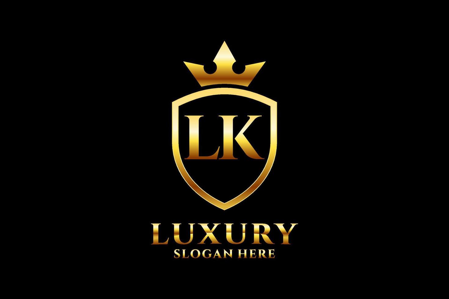 eerste lk elegant luxe monogram logo of insigne sjabloon met scrollt en Koninklijk kroon - perfect voor luxueus branding projecten vector