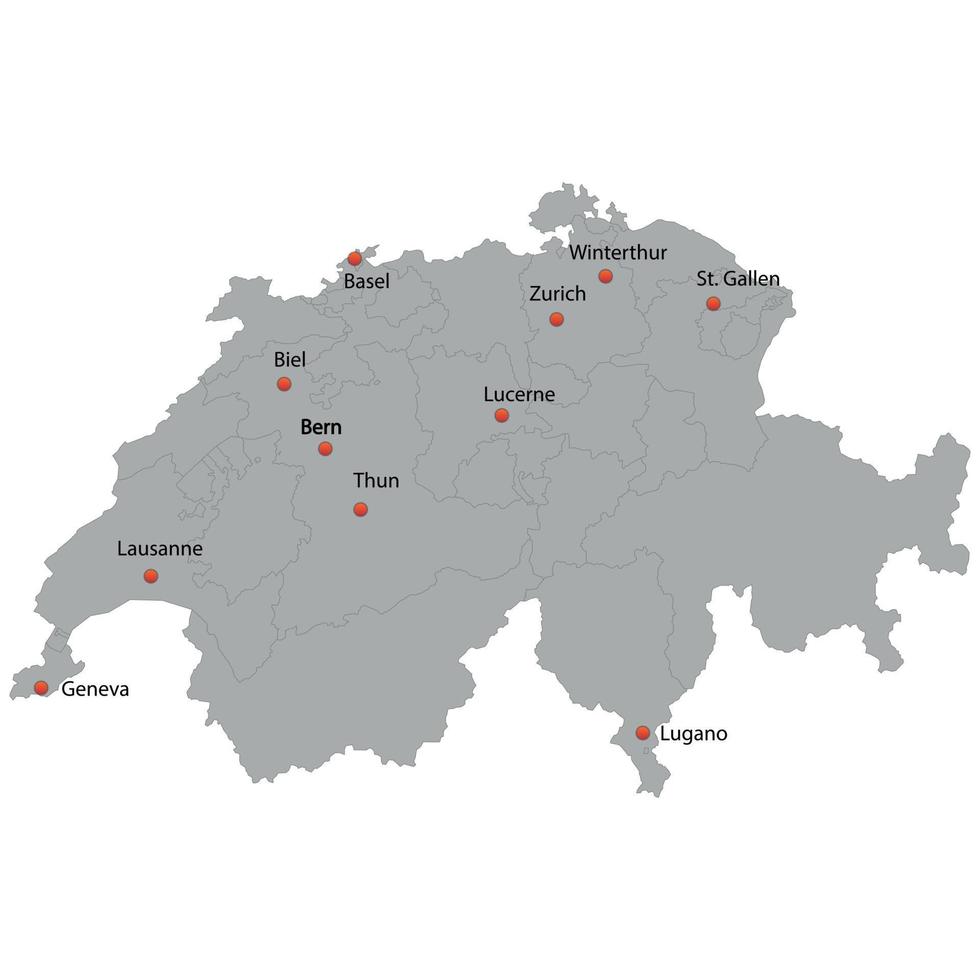 gedetailleerd kaart van de Zwitserland vector