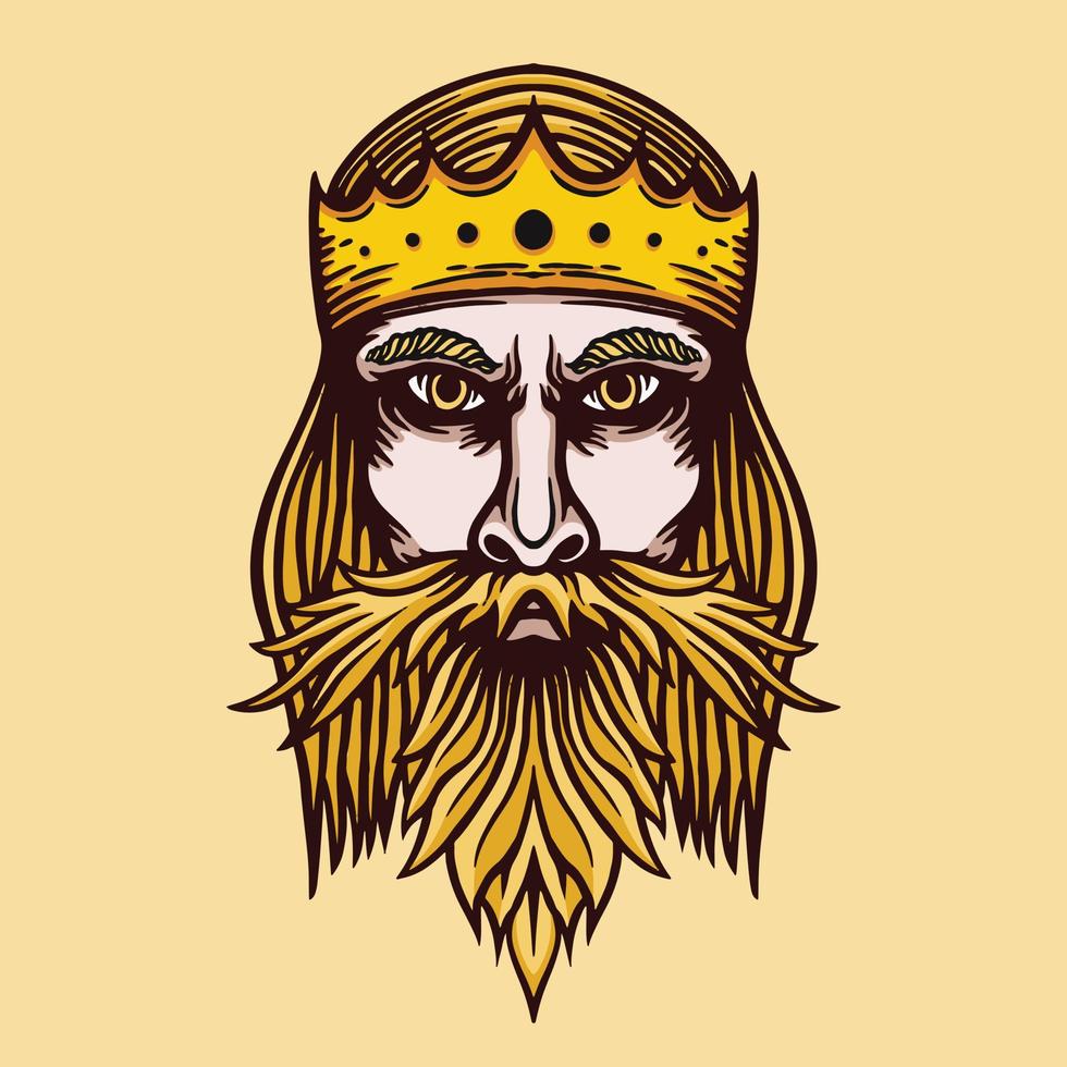 koning hoofd karakter mascotte illustratie vector