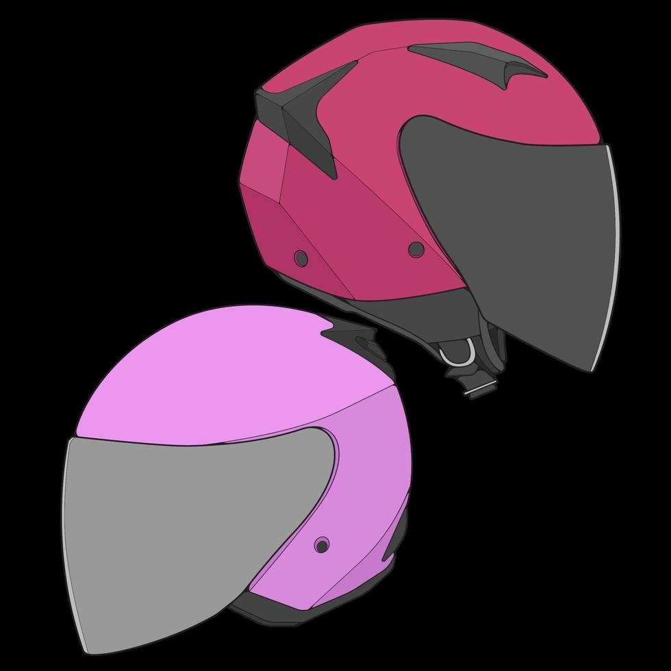 kleur blok helm voor de helft gezicht vector illustratie, helm concept, lijn kunst vector, vector kunst