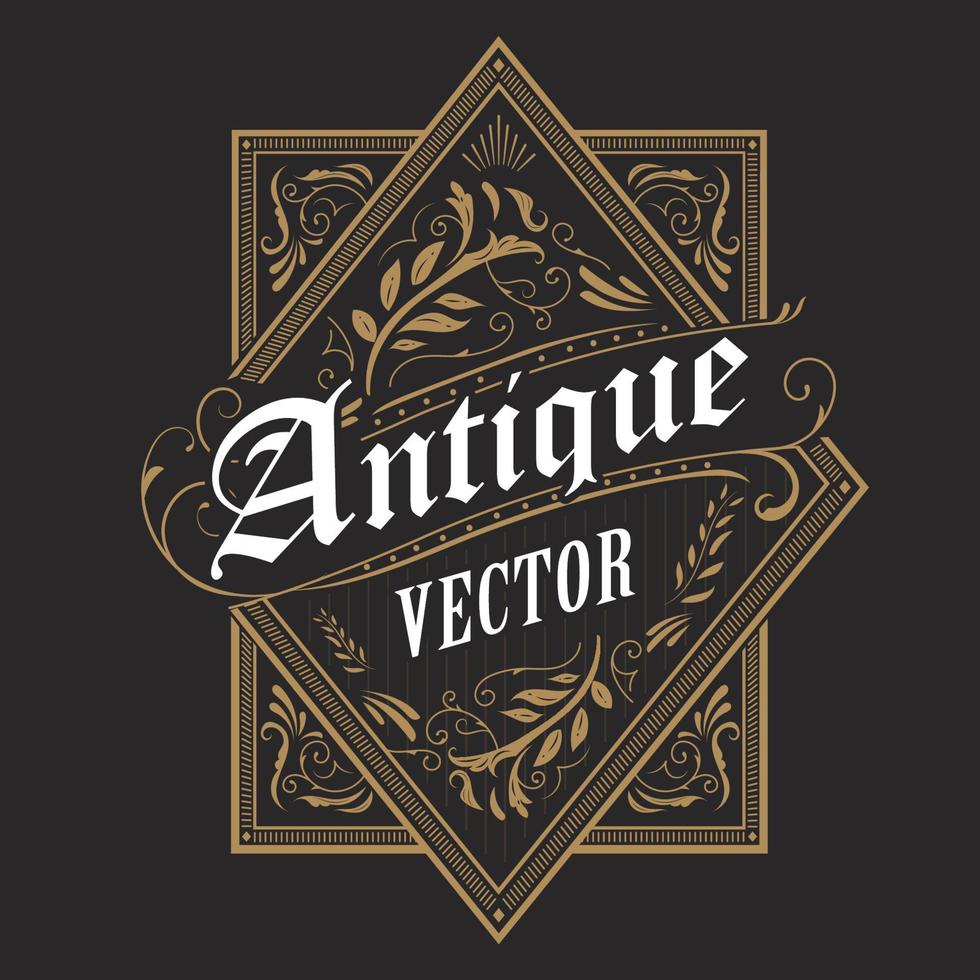 antiek grens western kader wijnoogst etiket hand- getrokken typografie retro vector illustratie