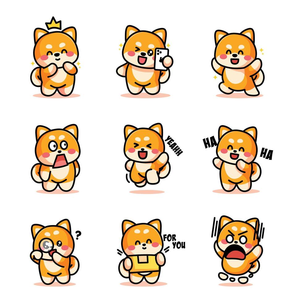 shiba inu is poseren schattig en aanbiddelijk vector