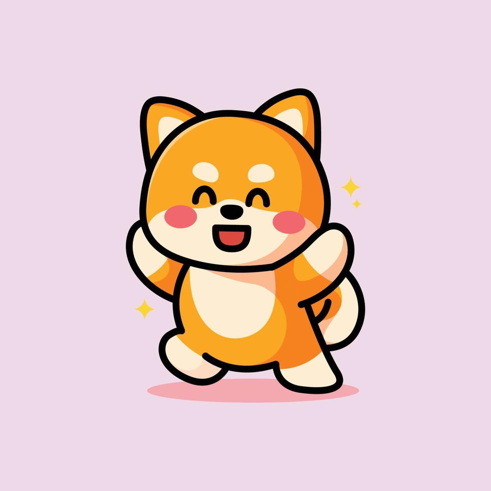 shiba inu is poseren schattig en aanbiddelijk vector