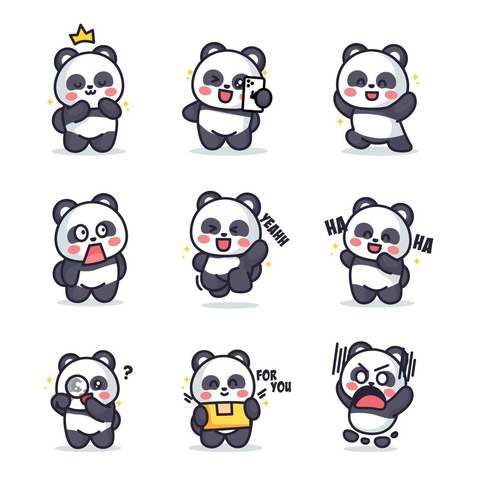 panda is poseren schattig en aanbiddelijk vector