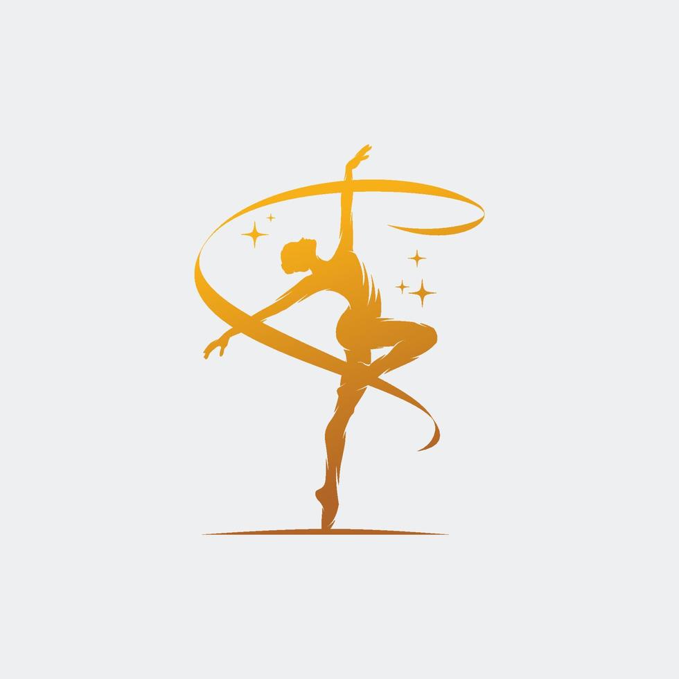 ritmisch gymnast in professioneel arena logo vector