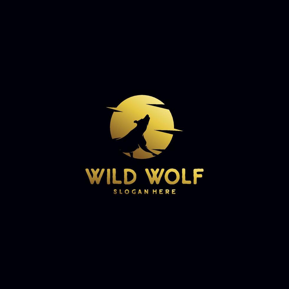 silhouet van de wild wolf logo ontwerp vector