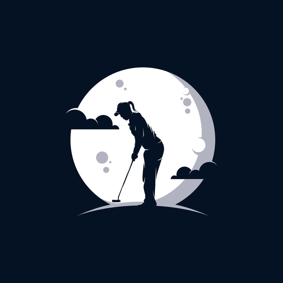 golf club in de maan logo ontwerp vector