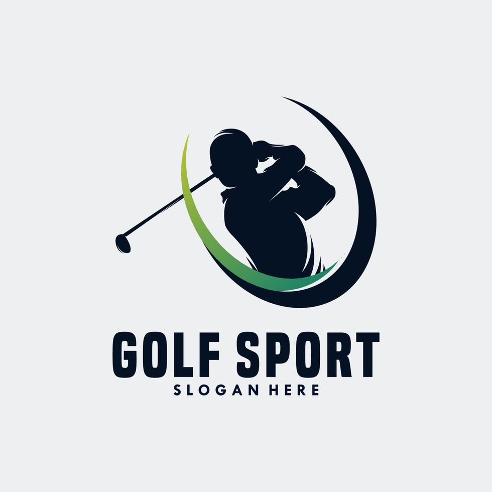 golf speler logo ontwerp vector sjabloon. de elite luxe goud golf club