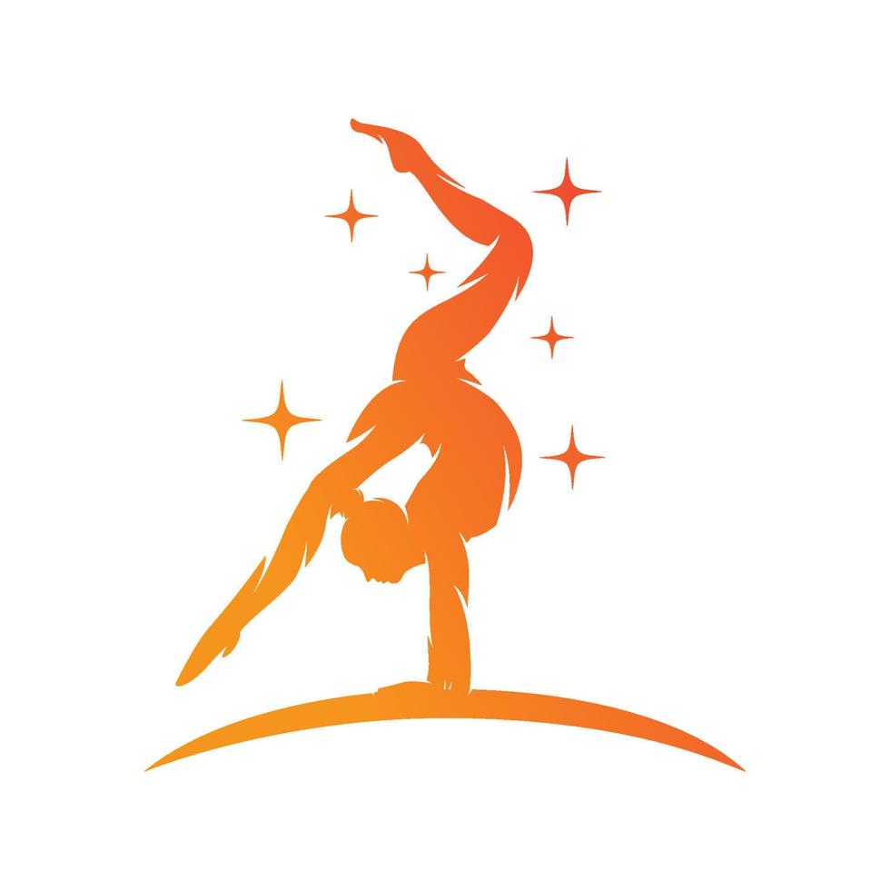 jong gymnast vrouw dans met lint logo vector