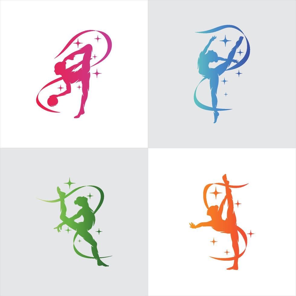 reeks van gymnastiek- logo ontwerp vector