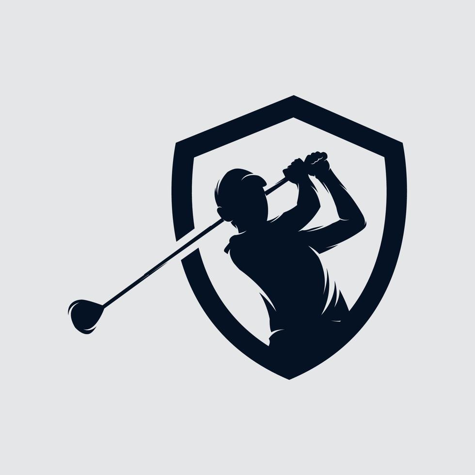 golf speler logo ontwerp vector sjabloon. de elite luxe goud golf club