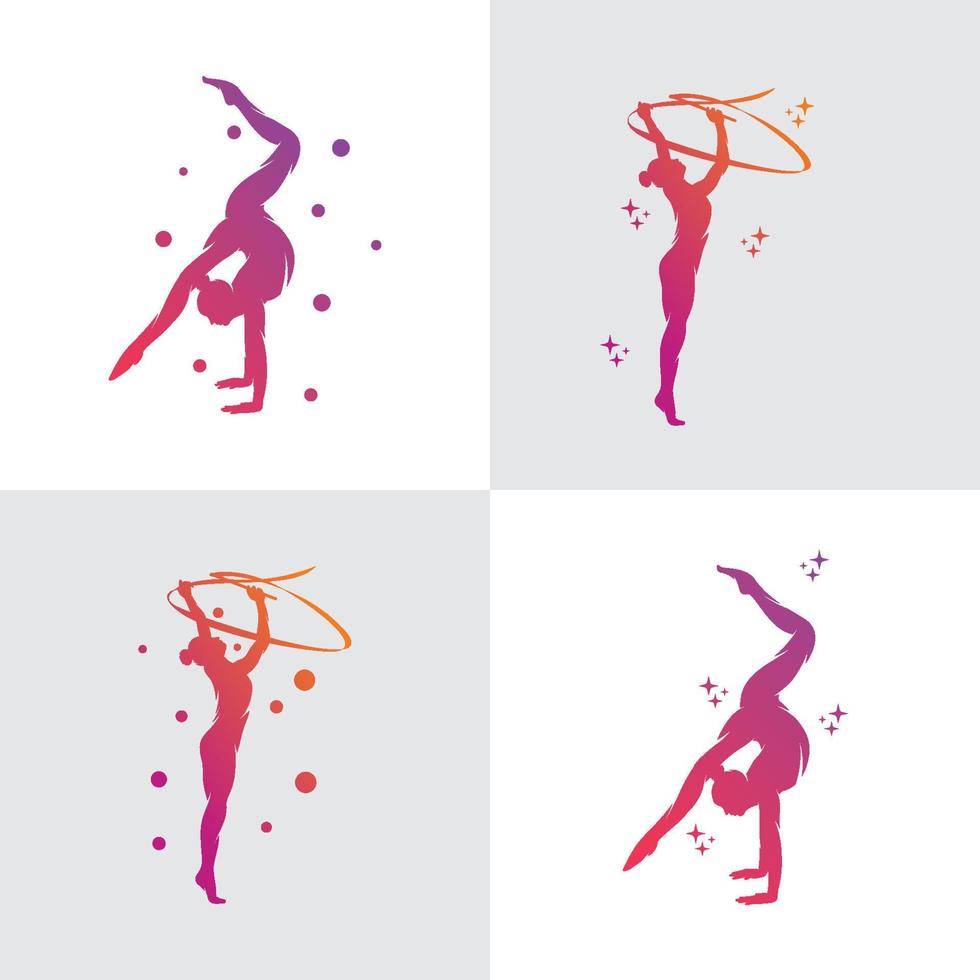 reeks van gymnastiek- met lint logo vector