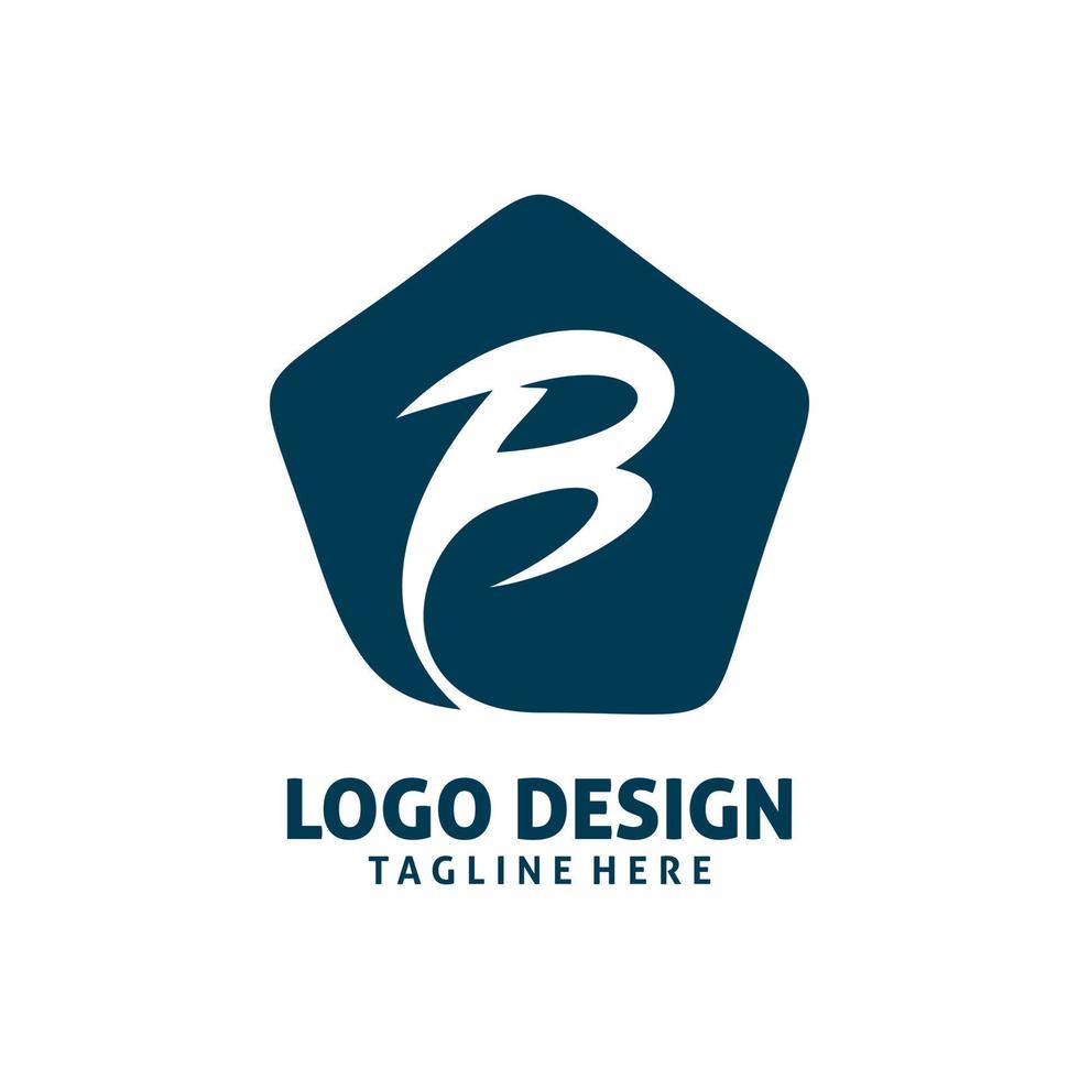 Pentagon brief b logo ontwerp vector