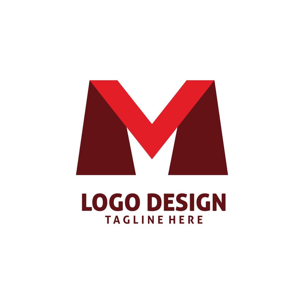 rood brief m logo ontwerp vector