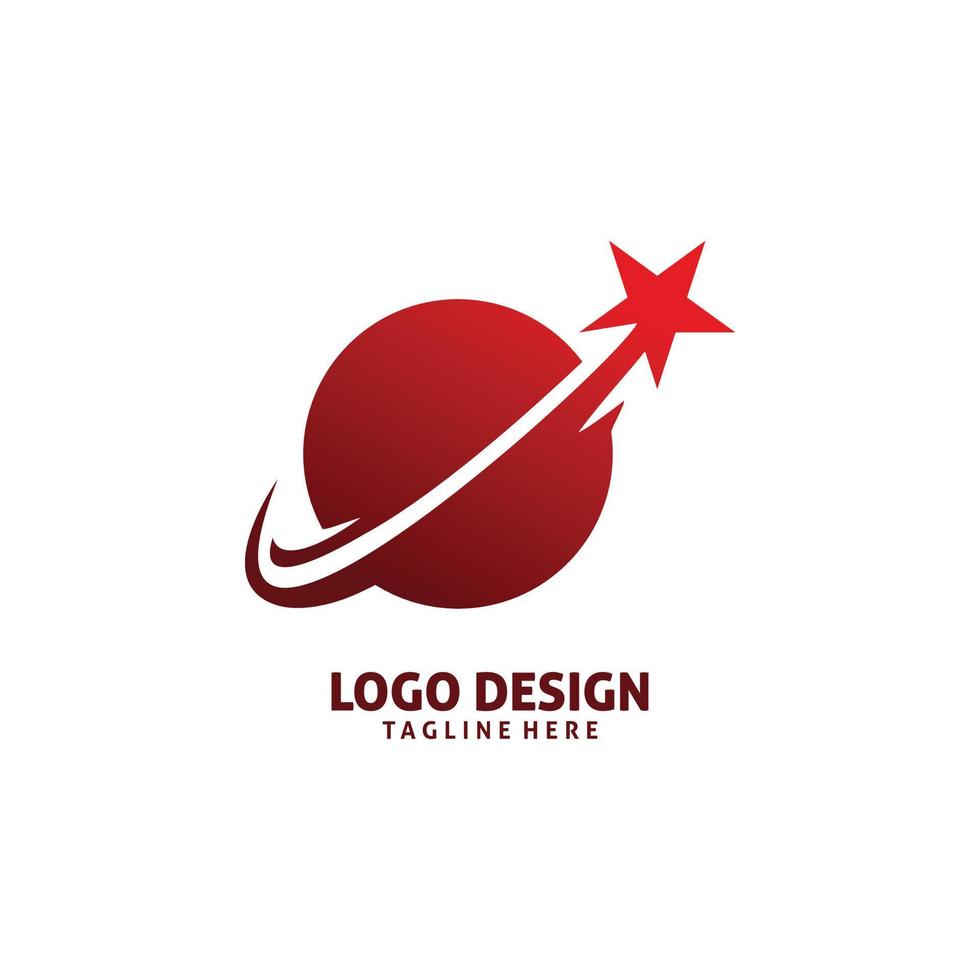 rood planeet ster logo ontwerp vector