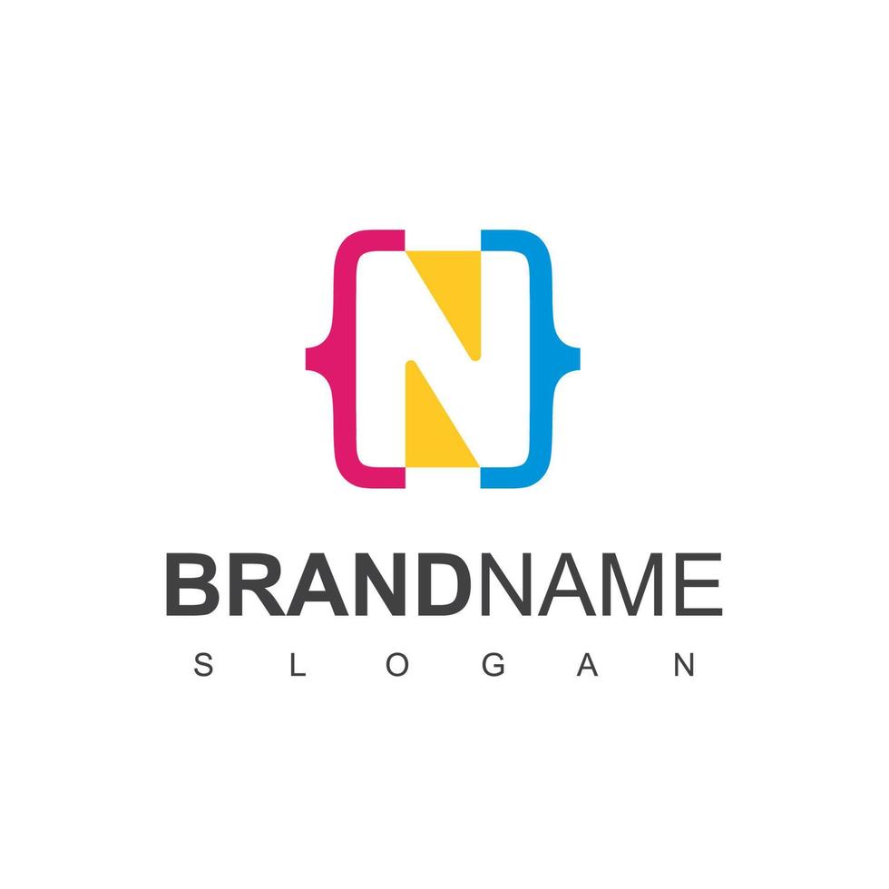 brief n programmering code logo vector