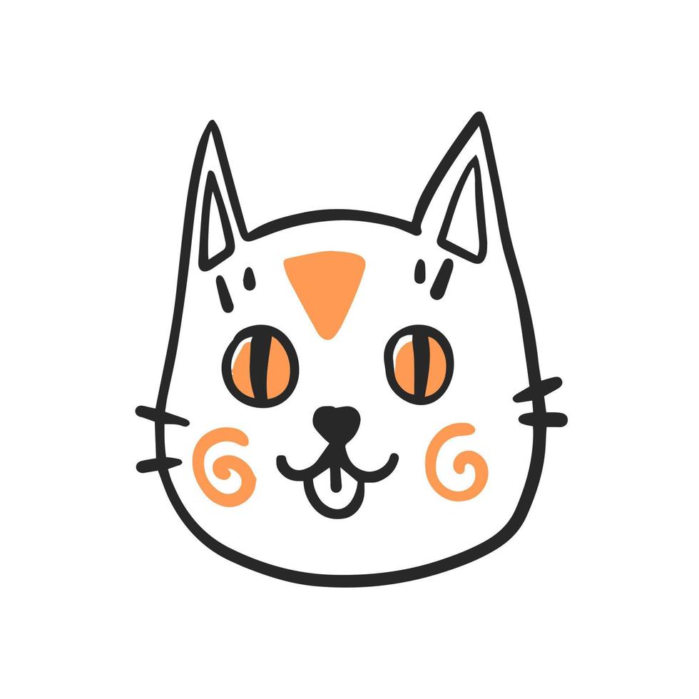 schattig kat avatar logo symbool in tekening stijl vector