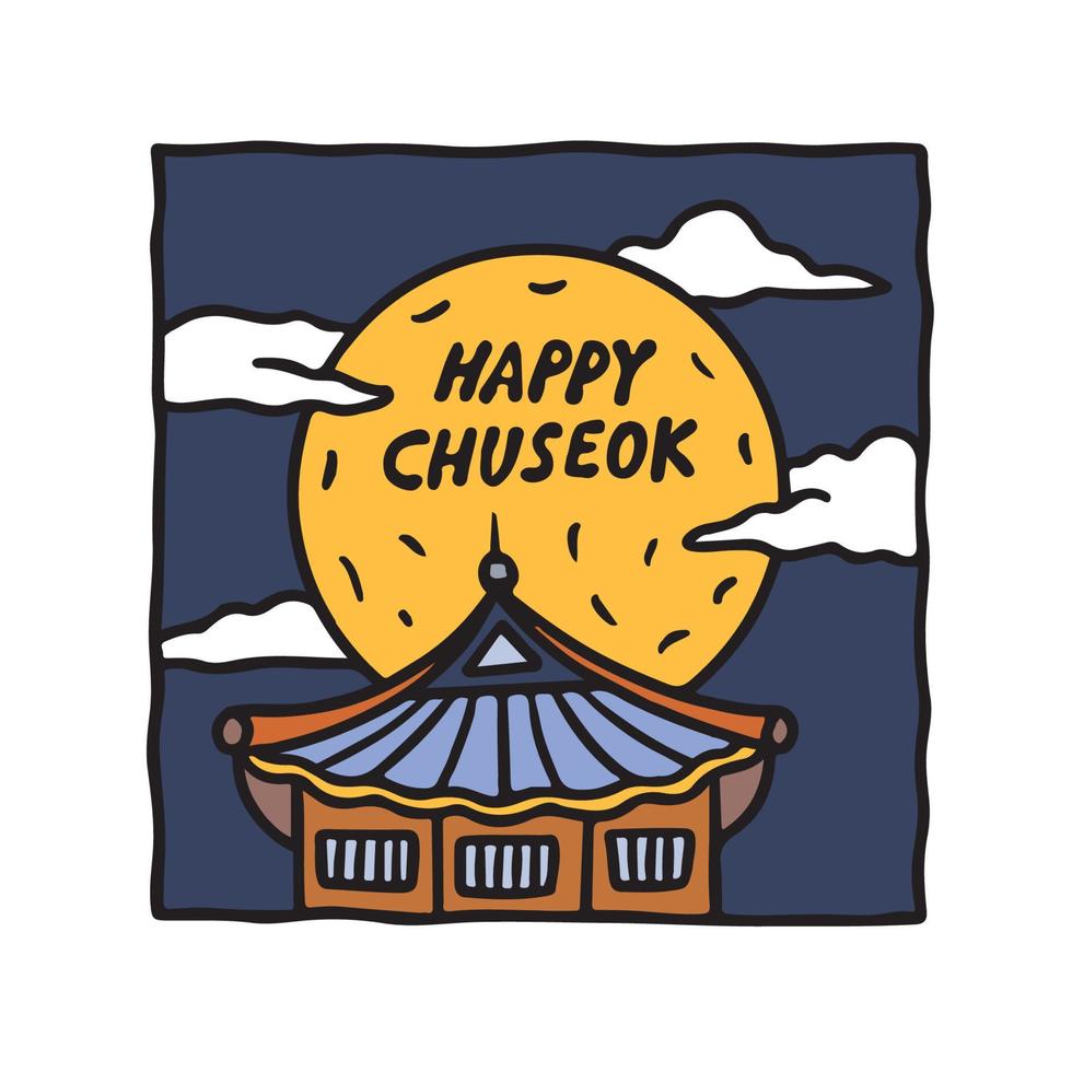 hand- getrokken schattig hangawi chuseok dag illustratie vector