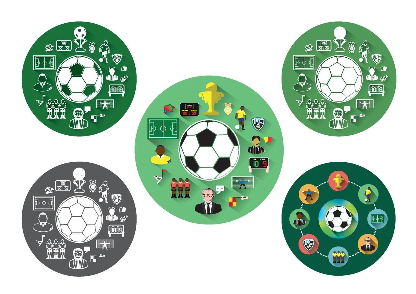 illustratie van vijf groep voetbal pictogrammen reeks vector