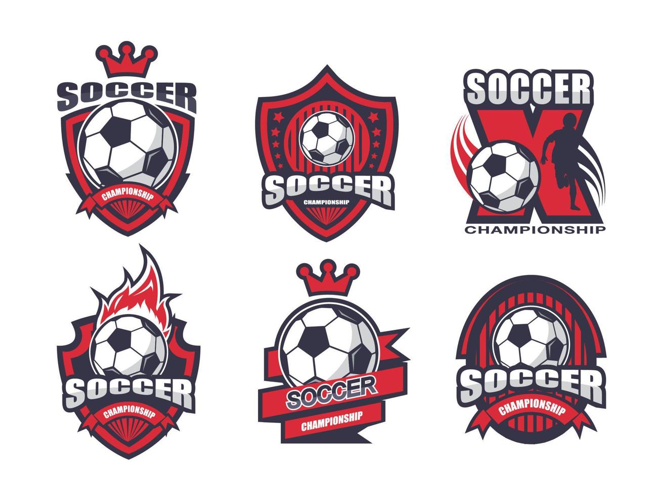 illustratie van rood voetbal logo reeks vector