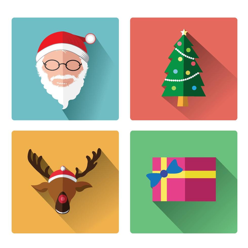 vier pictogrammen van de kerstman claus en Kerstmis dag vector