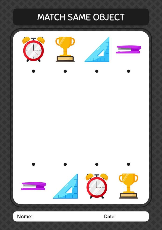 match met hetzelfde object spel zomer icoon. werkblad voor kleuters, activiteitenblad voor kinderen vector