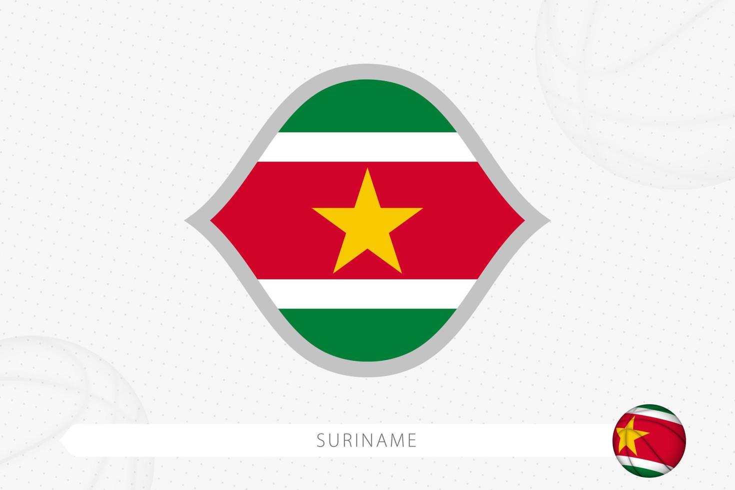 Suriname vlag voor basketbal wedstrijd Aan grijs basketbal achtergrond. vector