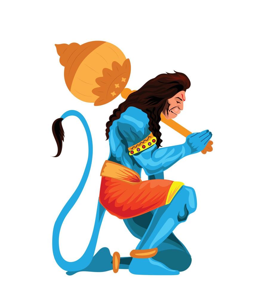 god Hanuman vector illustratie Aan wit achtergrond