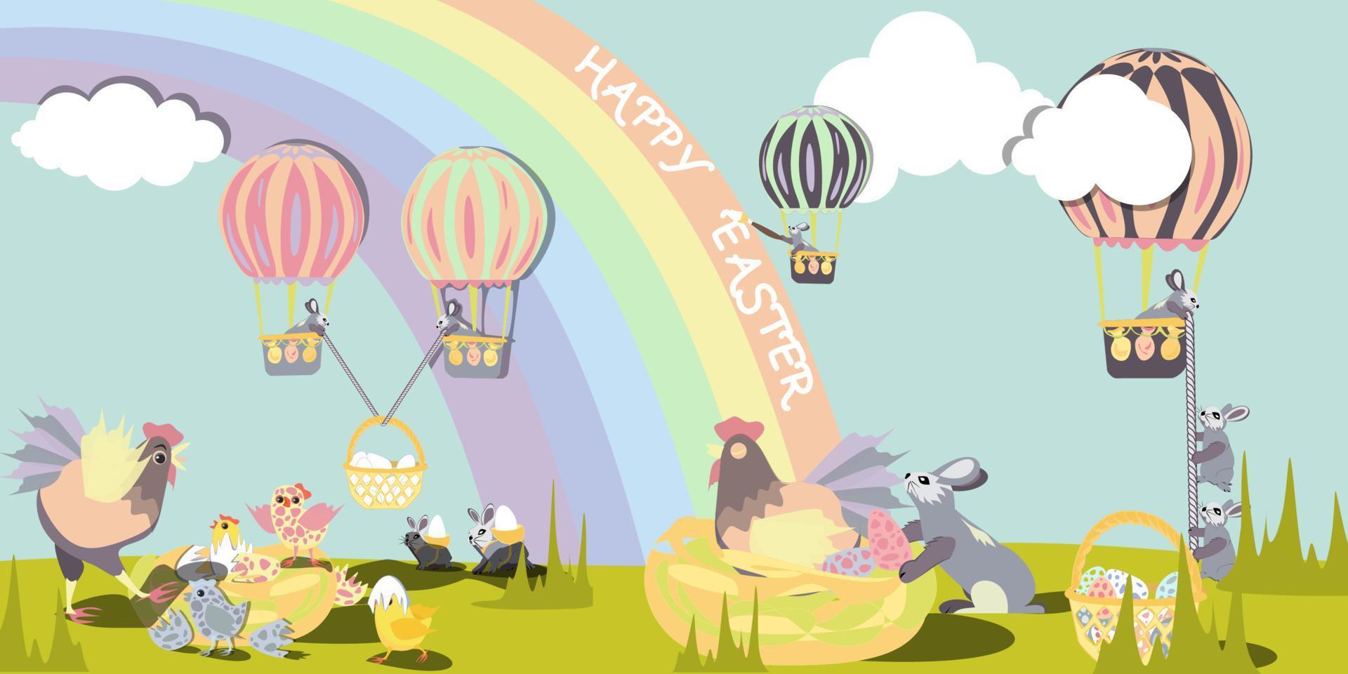 gelukkig Pasen vector geïsoleerd schattig illustratie in pastel kleuren. gelukkig Pasen groet kaart, na, banier
