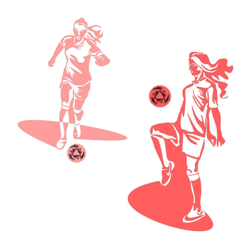 vrouwen Amerikaans voetbal. een vrouw Toneelstukken Amerikaans voetbal, schopt de bal. vector silhouet