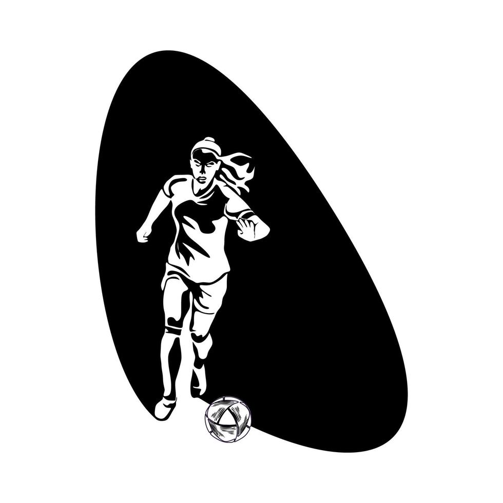 vrouwen Amerikaans voetbal. een vrouw Toneelstukken Amerikaans voetbal, schopt de bal. vector silhouet