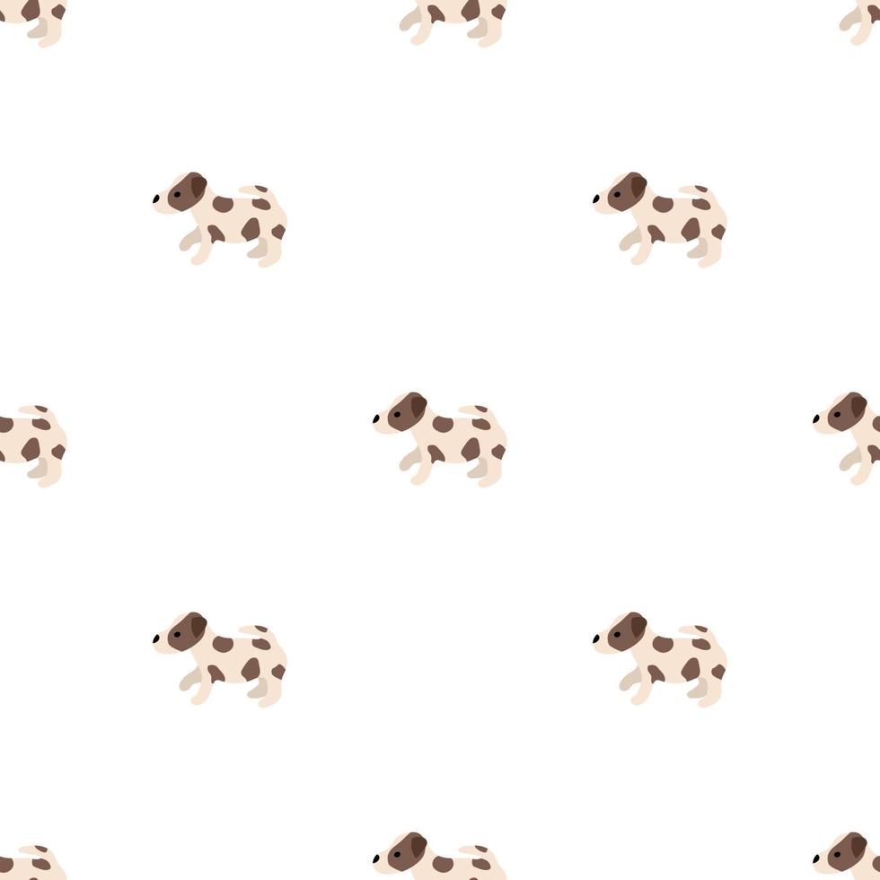 schattige honden jack russell terrier. fanatieke dieren. vector hand getekende naadloze patroon. perfect voor baby, kinderkleding, printontwerp, textiel. witte achtergrond.