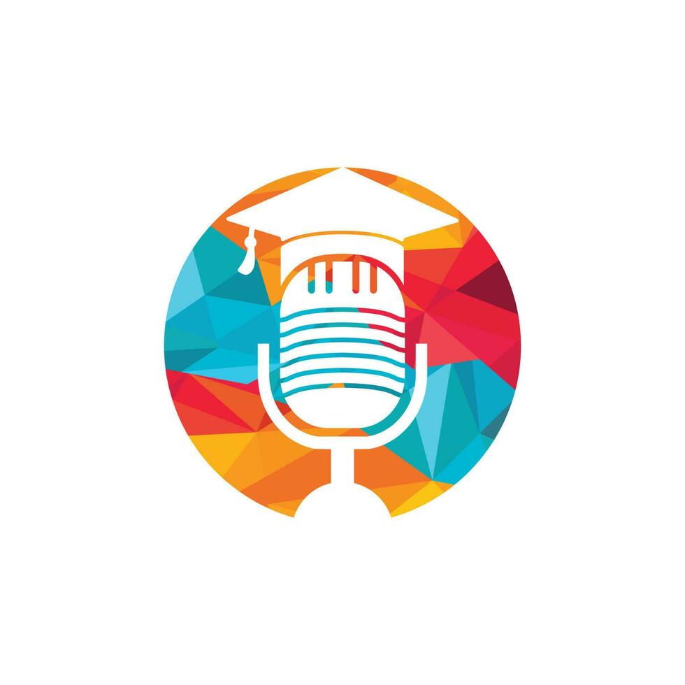 afstuderen podcast logo icoon symbool ontwerp. onderwijs podcast logo concept. vector