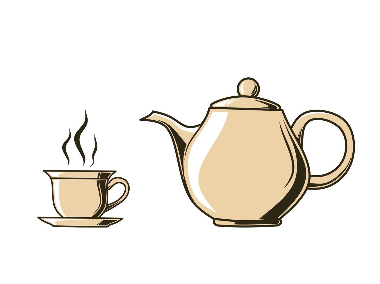 thee kop en thee pot reeks vector