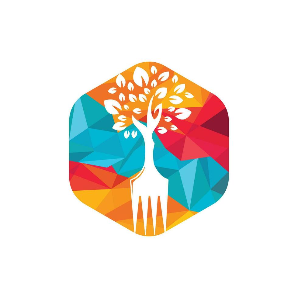 vork boom vector logo ontwerp. restaurant en landbouw logo concept.