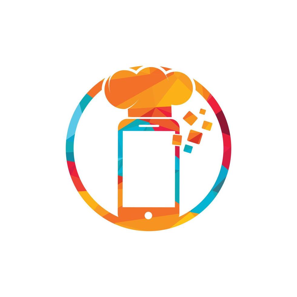 mobiel chef logo vector ontwerp. voedsel telefoon online logo vector icoon illustratie.