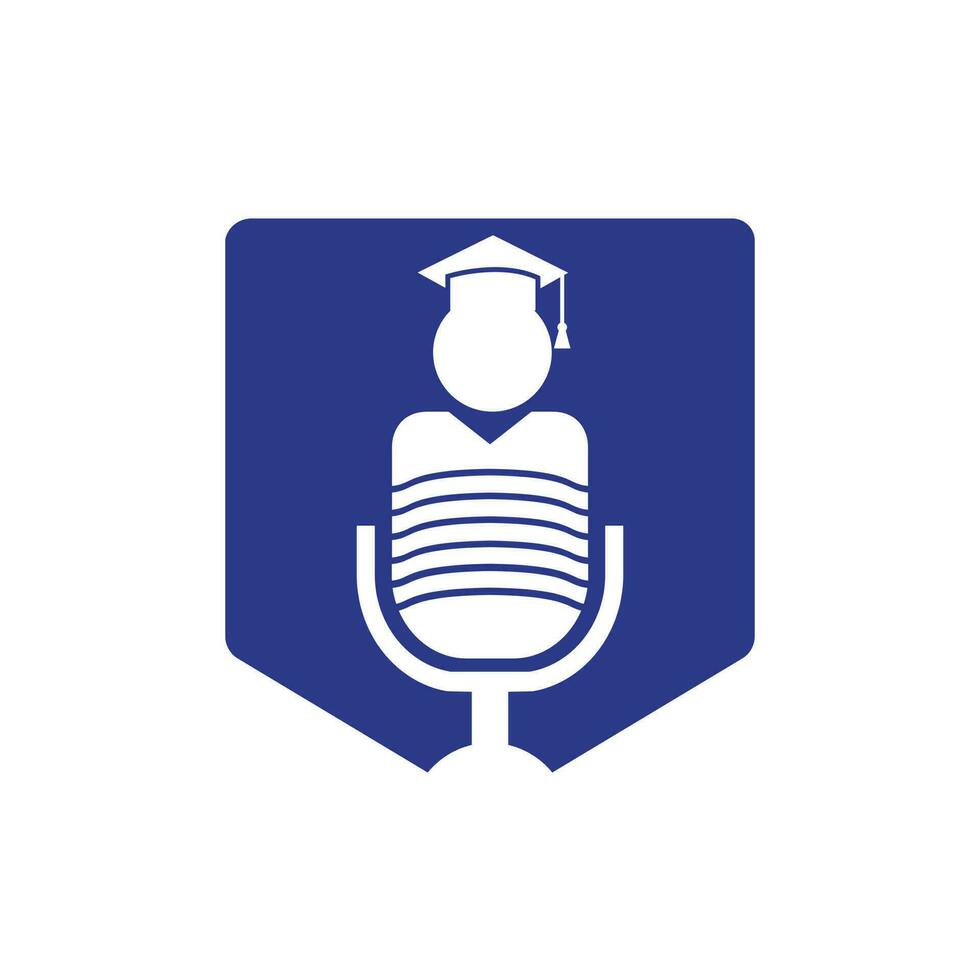 leerling podcast vector logo icoon symbool ontwerp. onderwijs podcast logo concept.